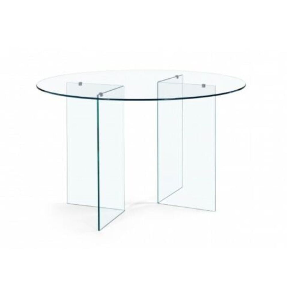 Table ronde en verre trempé transparent 137x77H cm - Acacia