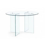 Table ronde en verre trempé transparent 137x77H cm - Acacia