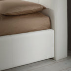 Letto matrimoniale con contenitore e testiera colore bianco - Melia