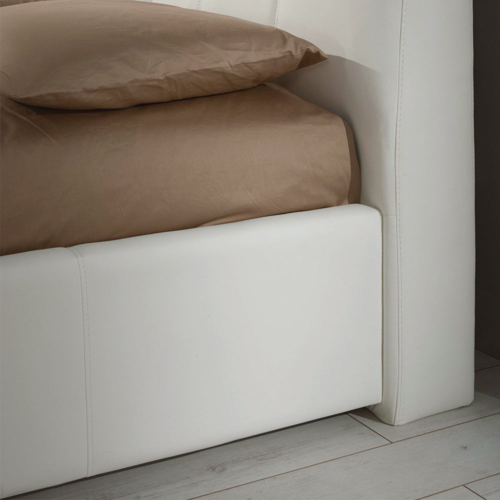 Letto matrimoniale con contenitore e testiera colore bianco - Melia