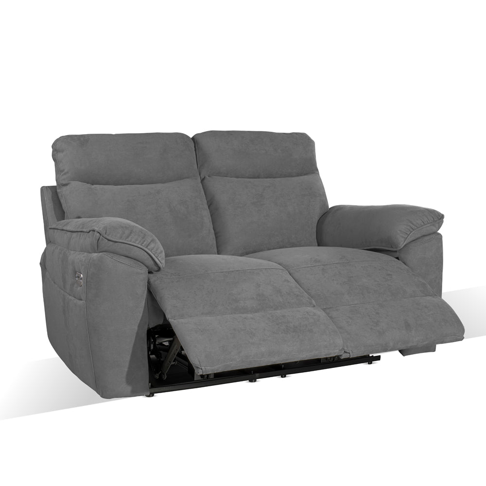 Divano 2 posti con recliner elettrico tessuto grigio - Boston