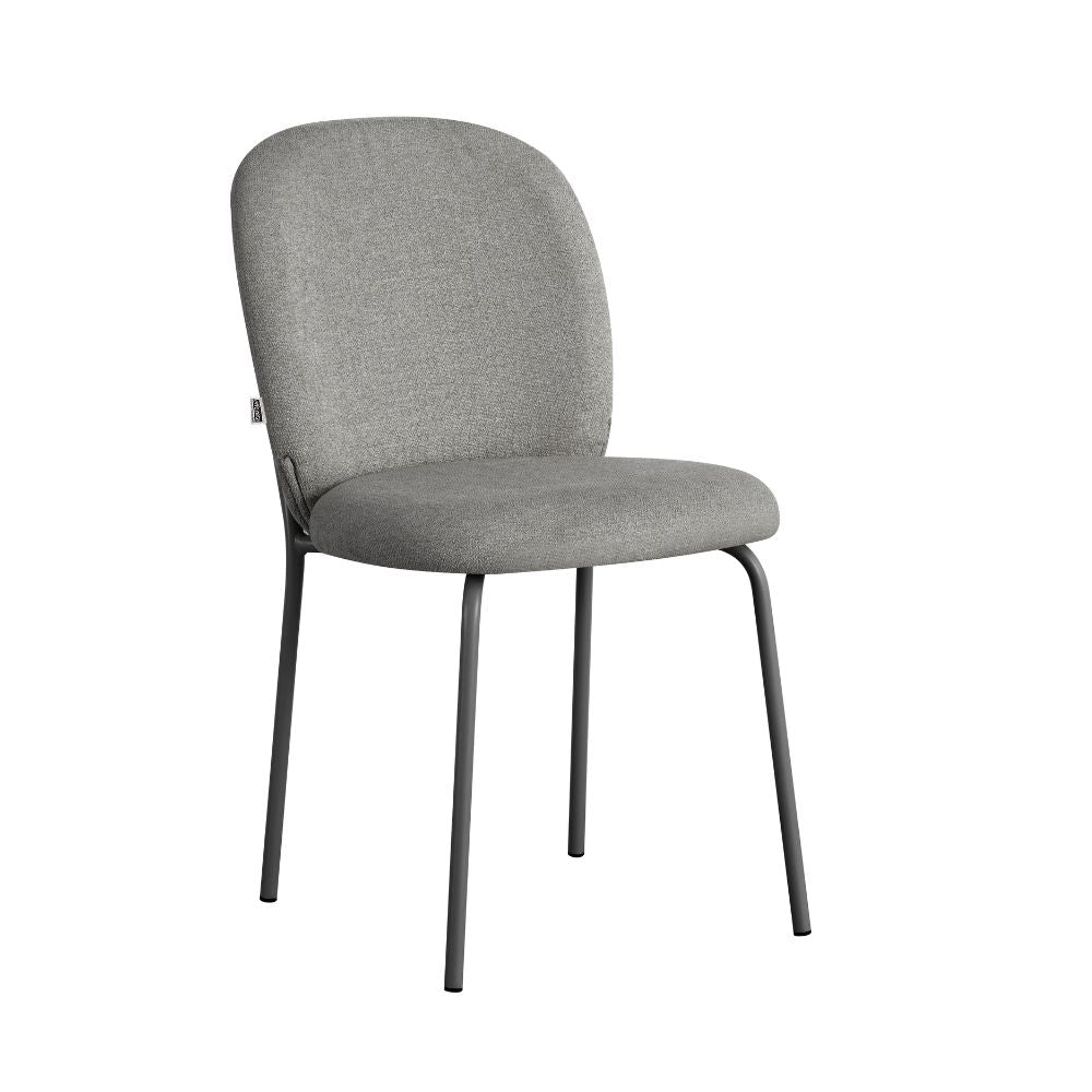 Set mit 4 gepolsterten Turi-Stühlen aus grauem Stoff und Metallbeinen