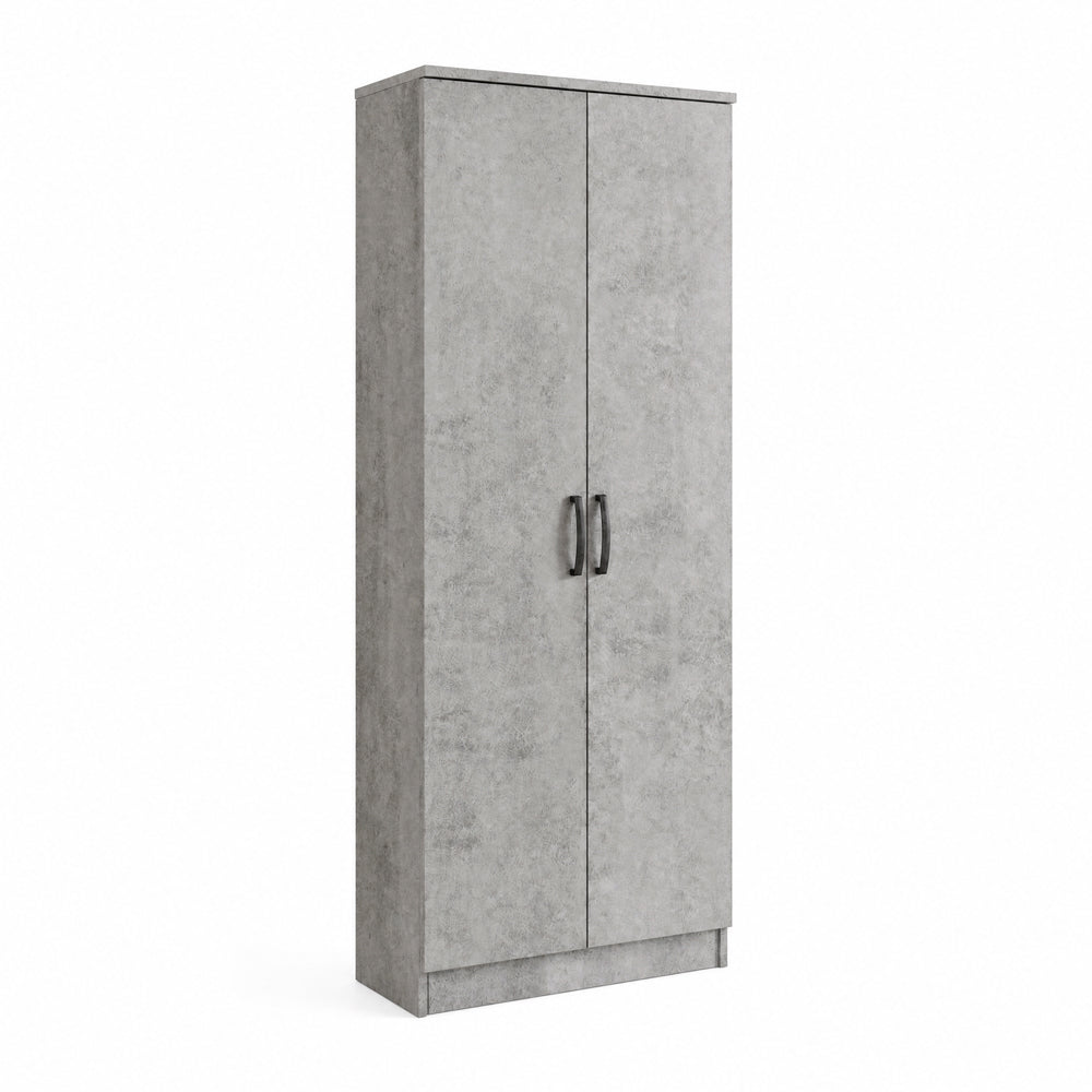 Scarpiera armadio con 2 ante e ripiani colore cemento 71x182H cm - Gabriella