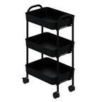 Carrello da cucina 3 ripiani in metallo nero con ruote - Tier