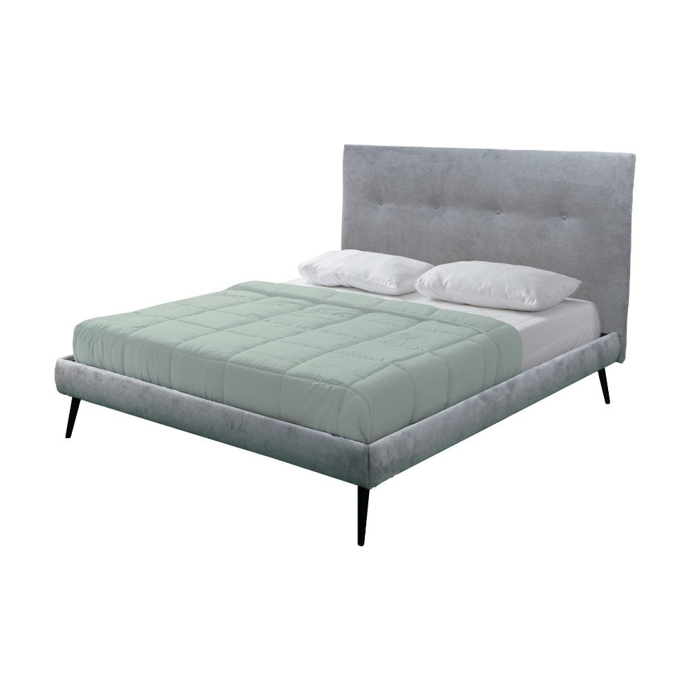 Lit double avec sommier inclus tissu couleur gris clair - Stiletto