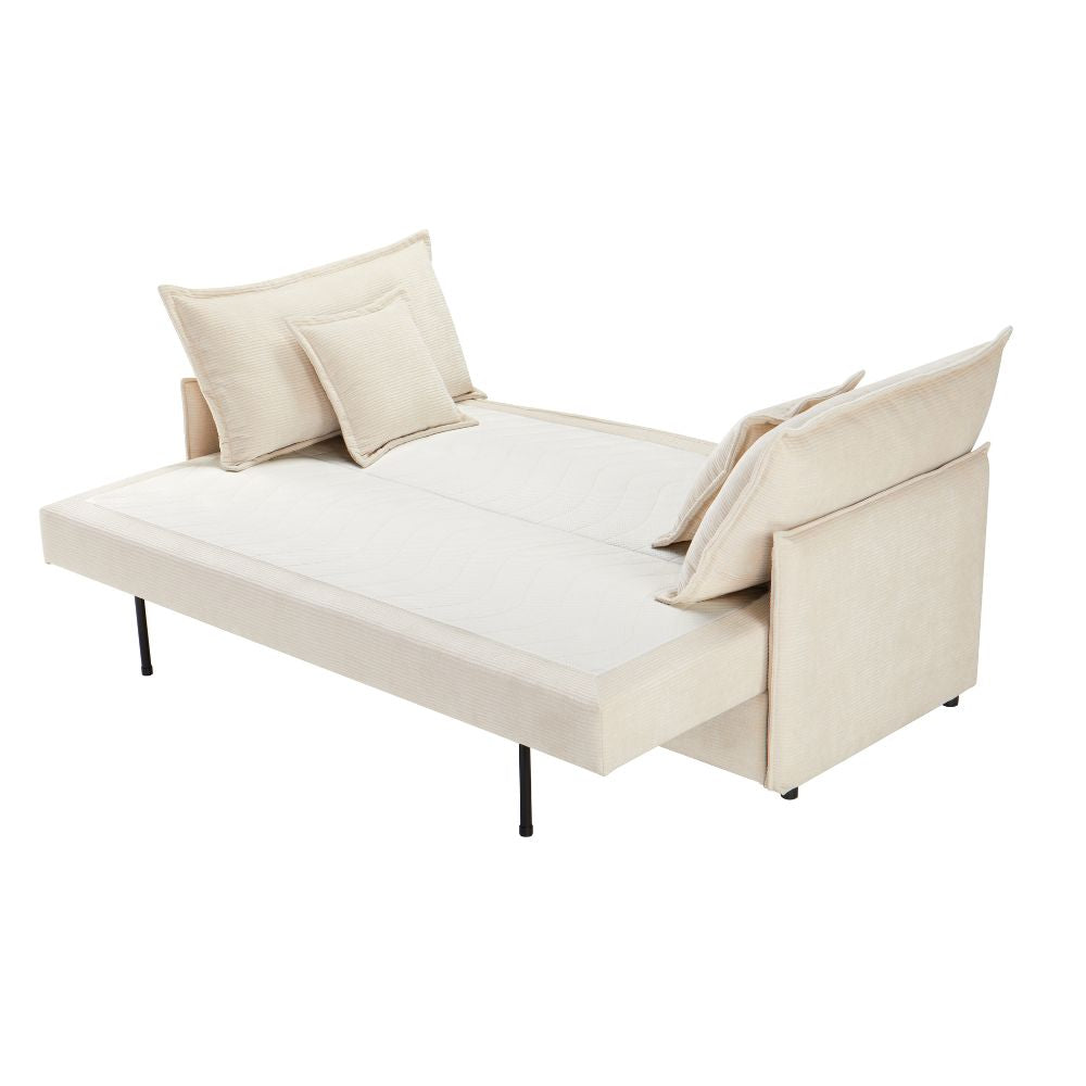 Divano letto con contenitore tessuto colore panna 217x95H cm - Gioia