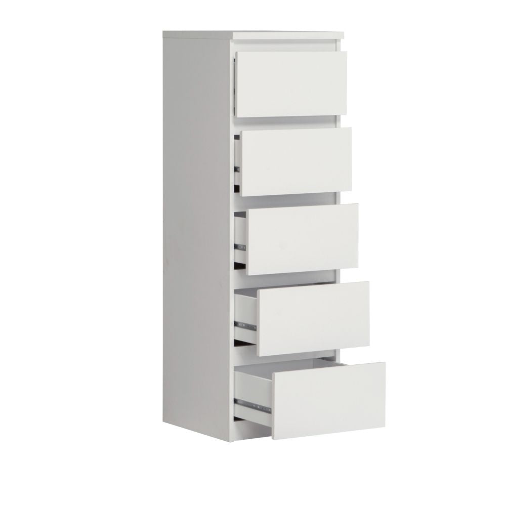 Cassettiera 5 cassetti colore bianco opaco 42x42.2x128H Morgan