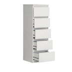 Cassettiera 5 cassetti colore bianco opaco 42x42.2x128H Morgan