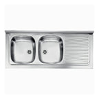 Edelstahl-Auflagespüle, 2 Becken und Abtropffläche rechts, 120x50 cm - Mondy