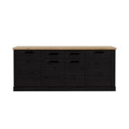 Madia 4 ante e 2 cassetti 213 cm nero cabezone con top rovere riviera Flux