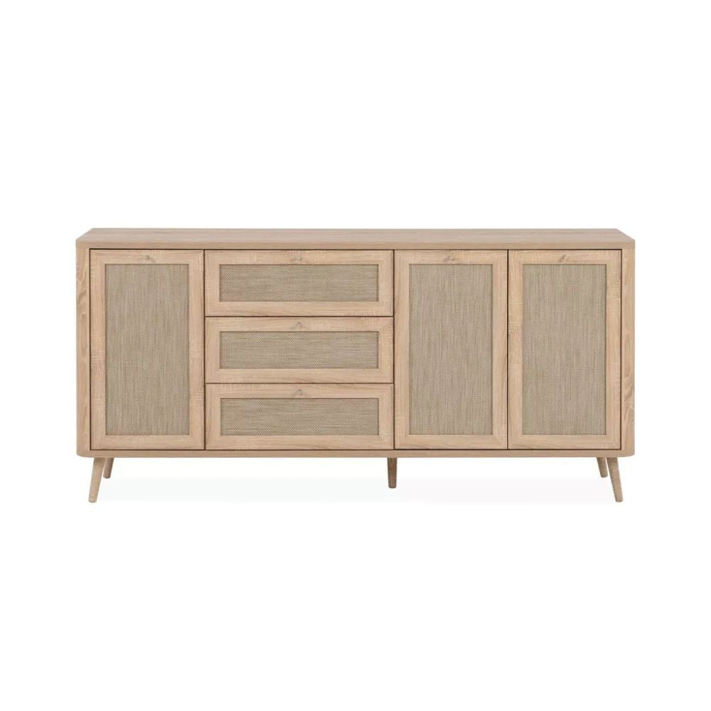 Madia rovere sonoma da 175 cm con 3 cassetti e 3 ante effetto rafia - KUTA51A