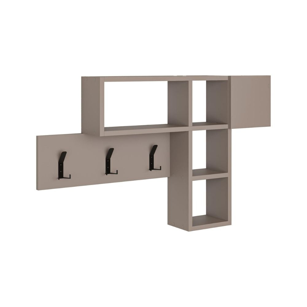 Wandgarderobe mit Haken und Ablagen in Taupe - Game