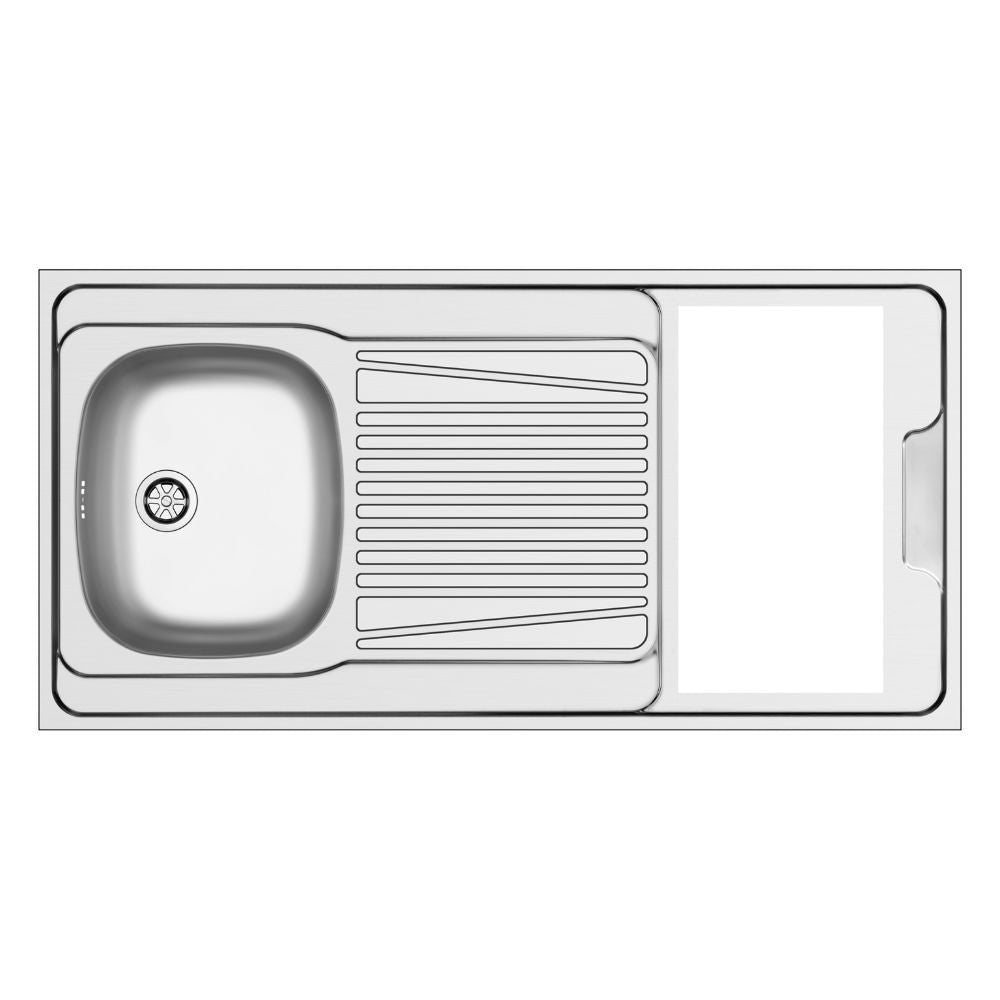 Cucinino con top inox e piano cottura induzione colore bianco frassinato Indiano120bolero