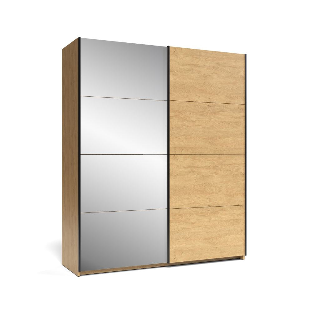 Armadio con ante scorrevoli e specchio colore rovere 170x205H cm - Bedos
