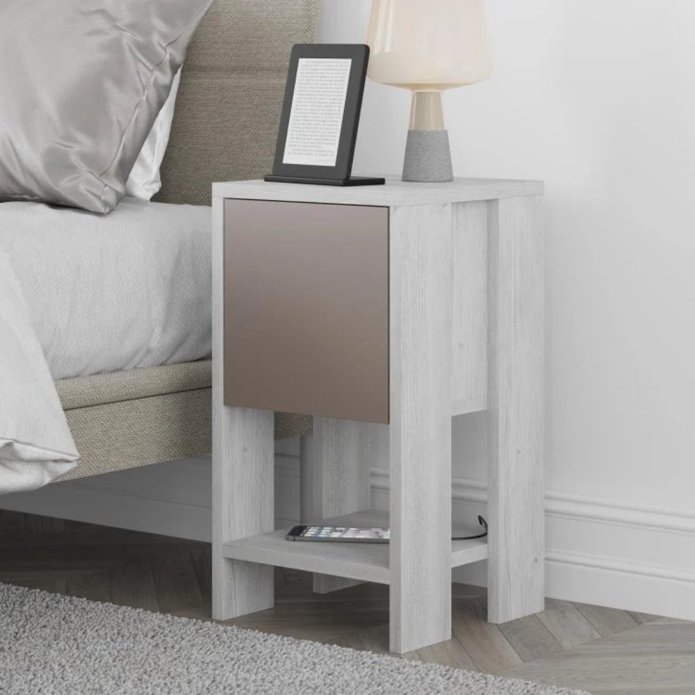 Comodino con anta ribalta 30x30x55h colore bianco Ema