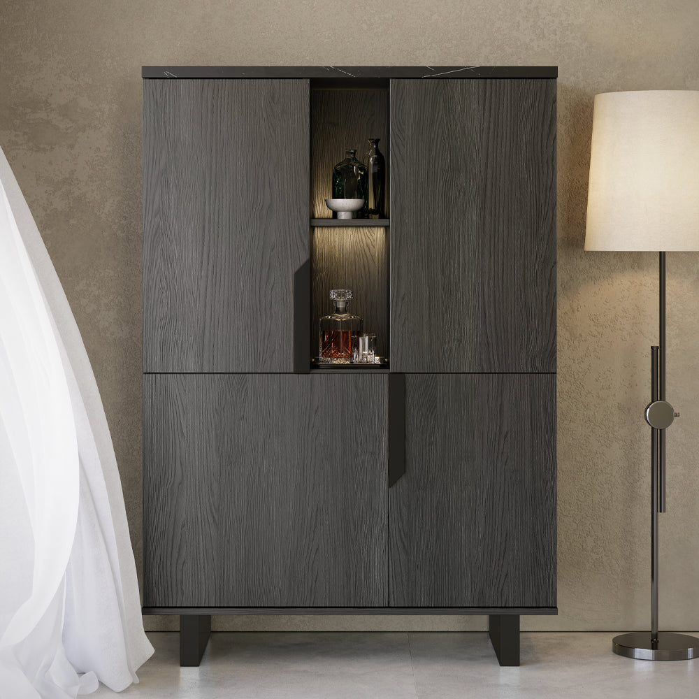 Vitrine-crédence à 2 portes coloris palissandre noir 110x159h cm - Zaira