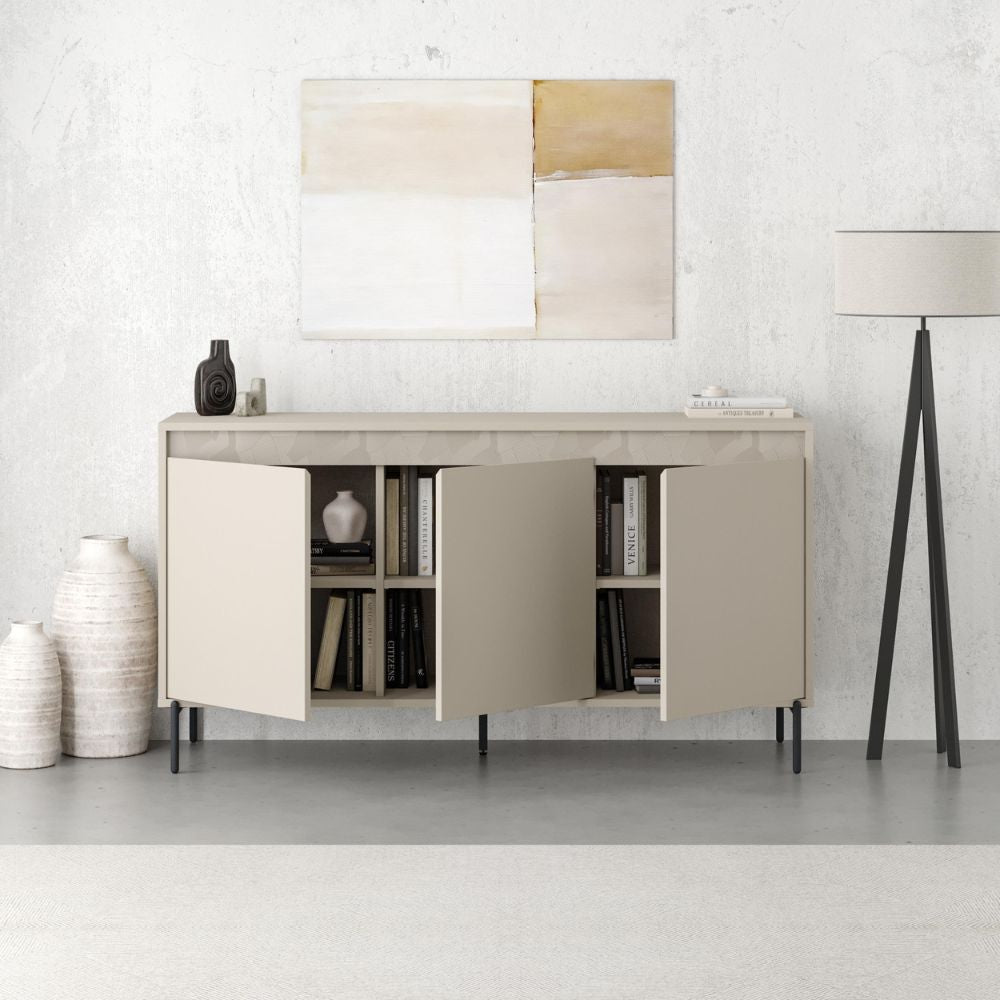 Madia tre ante cashmere e dettaglio decorativo 150x40x79.5H Mott150