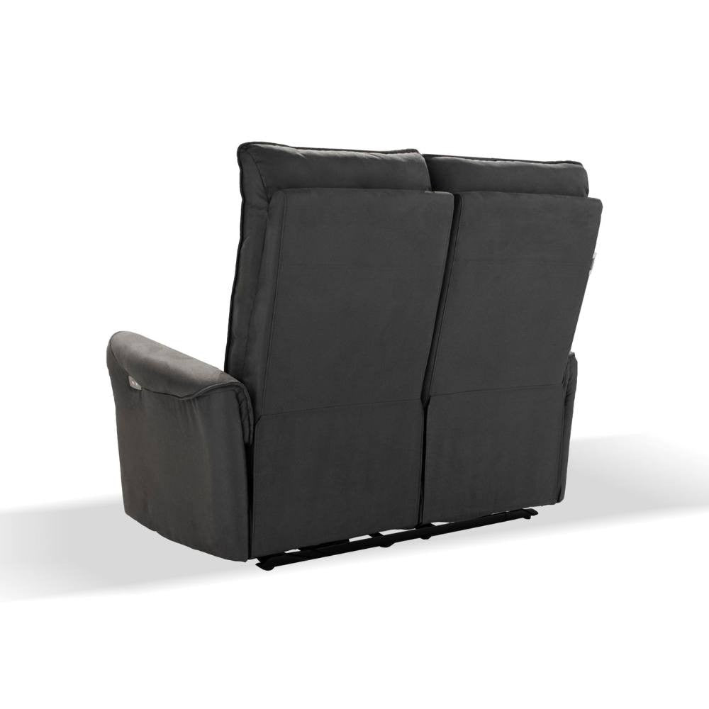 2-Sitzer-Sofa mit 2 elektrischen Relaxfunktionen in Nubuk-Optik Grau – Thun