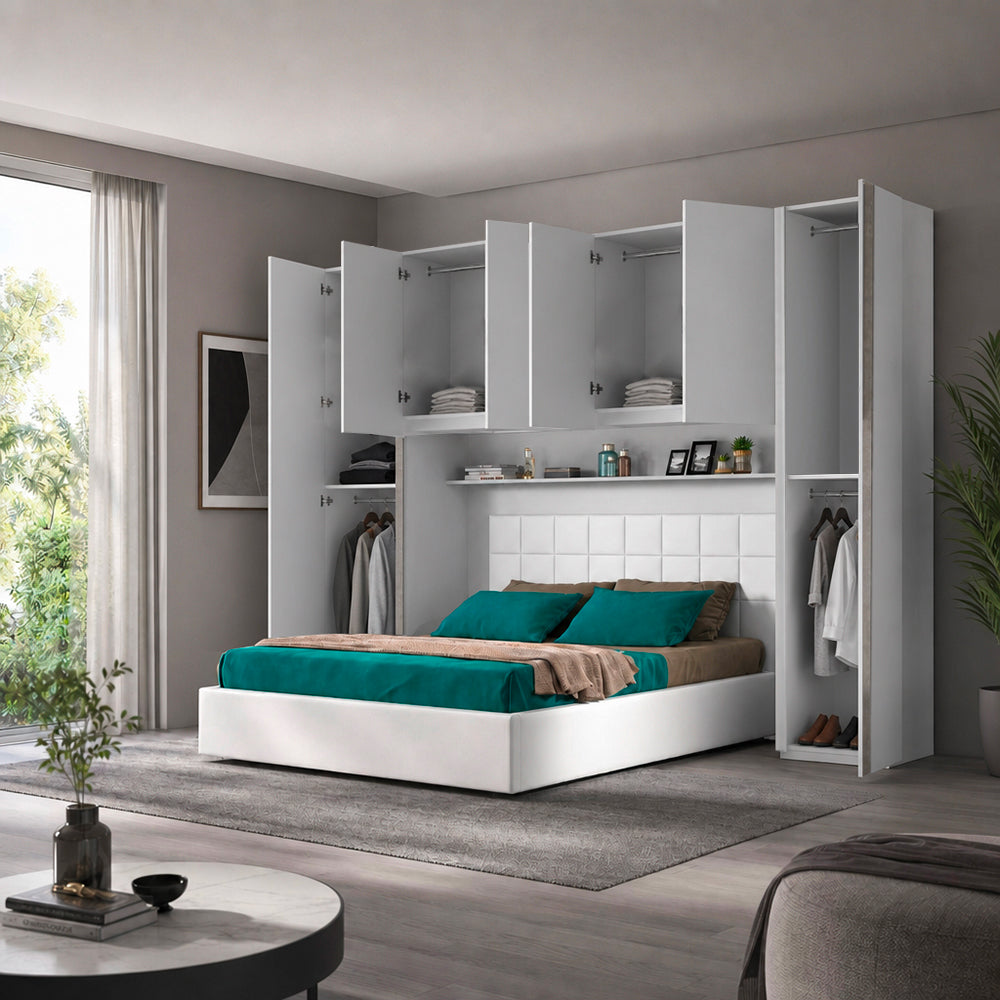 Armadio a ponte colore bianco frassino 288x236H cm - Ettore