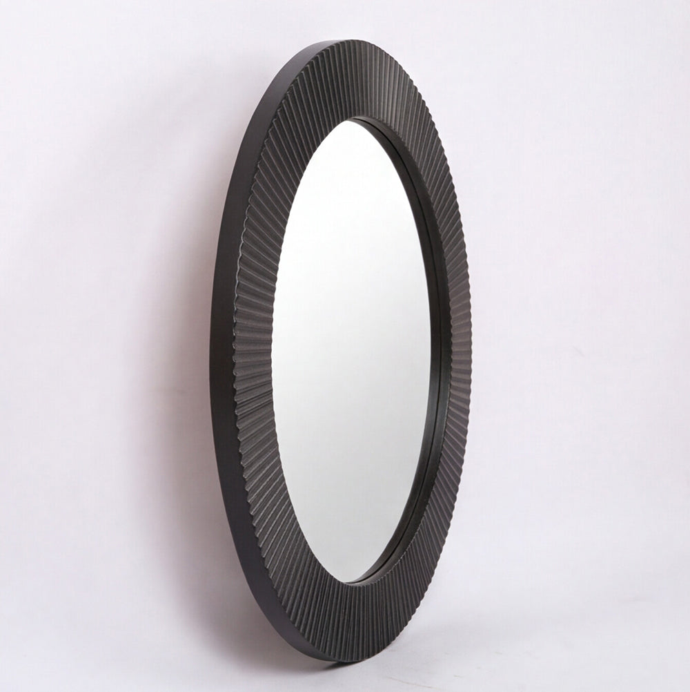 Specchio decorativo rotondo da parete 51x51 cm con cornice plissettata nera MR6043