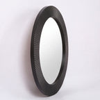 Specchio decorativo rotondo da parete 51x51 cm con cornice plissettata nera MR6043