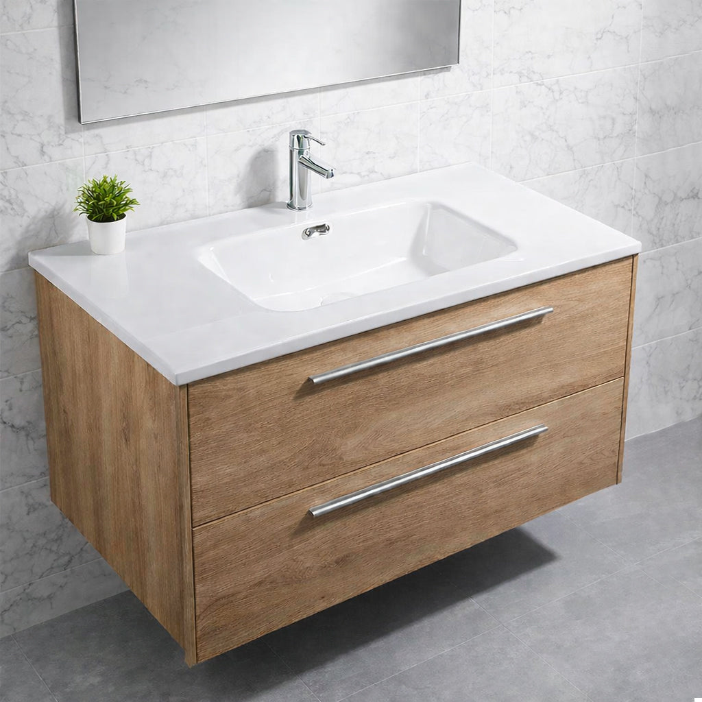 Lavabo in ceramica bianco lucido 101 cm Bulnes100