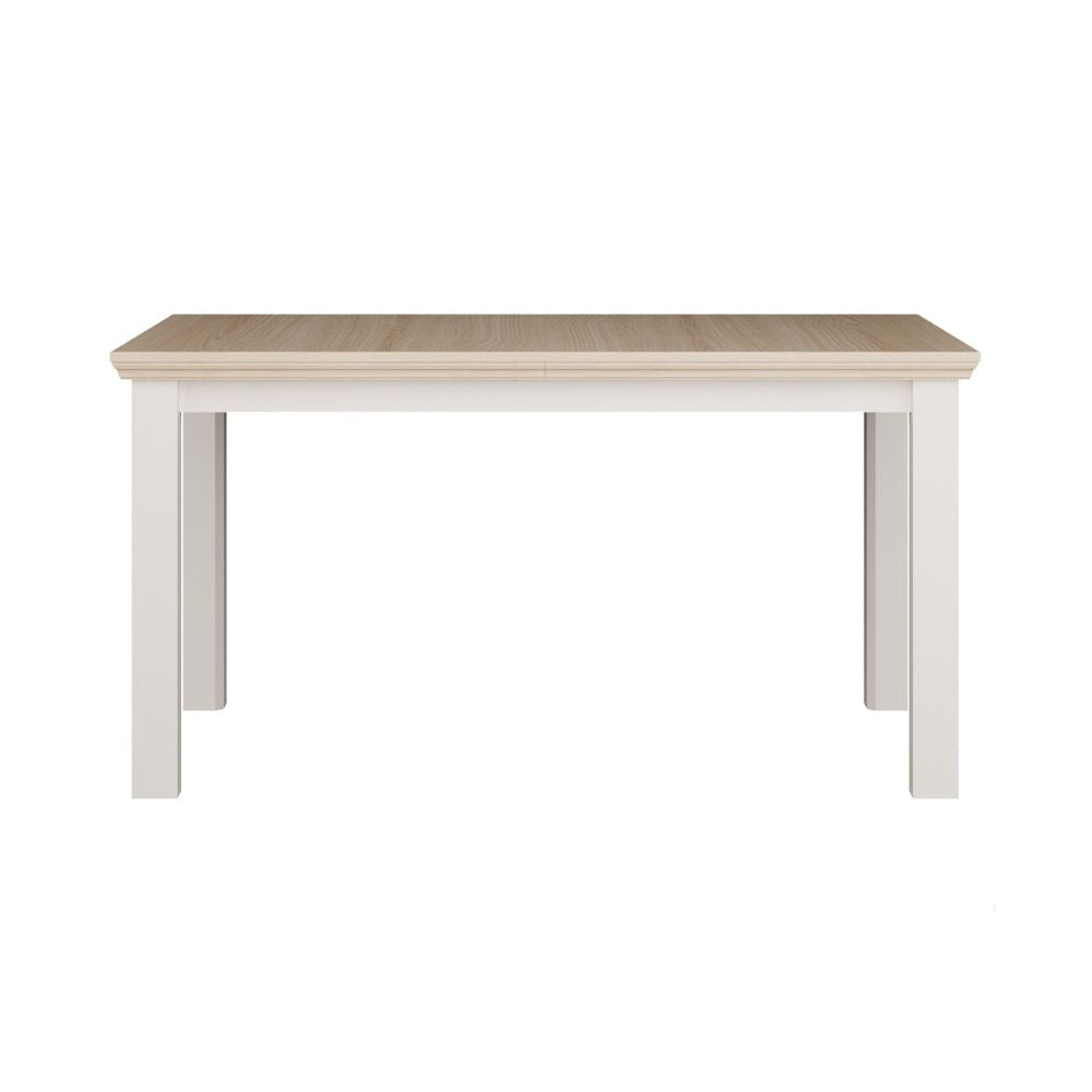 TBLT7127-Q245 AUSZIEHBARER TISCH ESSENZA GESTELL WEISS MIT PLATTE EICHE