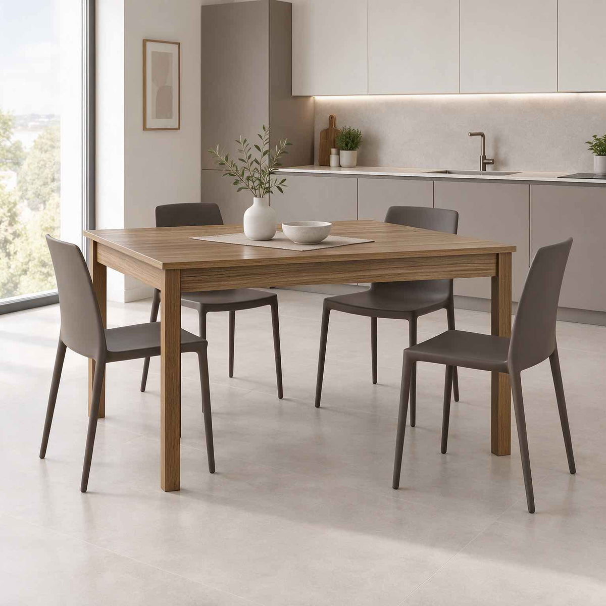 Table extensible couleur noyer naturel 120x80 cm - Firenze