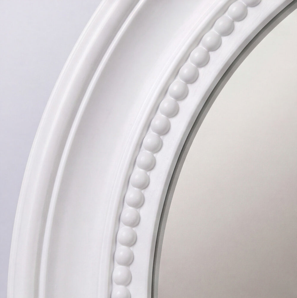 Specchio decorativo rotondo da parete 45x45 cm bianco con bordo interno perlinato MR512