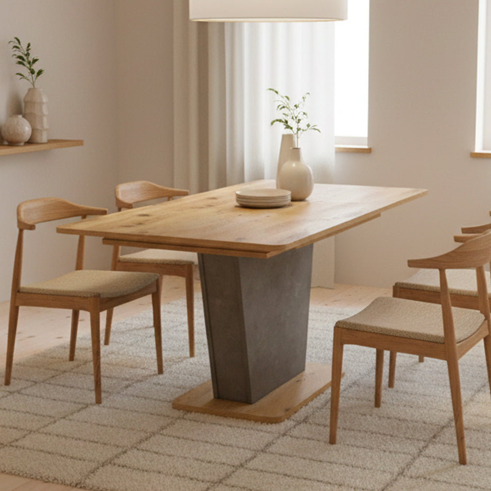 Tavolo allungabile con piano e base rovere e struttura portante finitura cemento 120x75x76H Lali