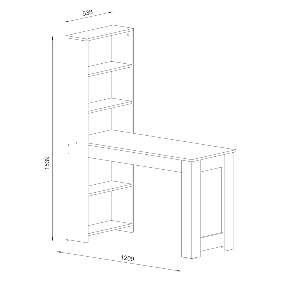 Tavolo penisola con libreria integrata colore rovere Mojo02