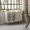 Credenza in metallo colore crema con 2 ante reticolate e 3 cassetti 140 cm - Diora