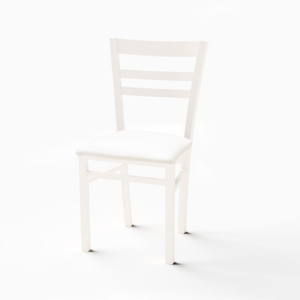 Lot de 2 chaises en bois coloris blanc mat avec assise tapissée