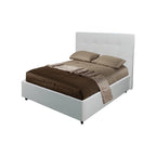 Einzelbett mit Bettkasten, weißes Kunstleder - Ascoli