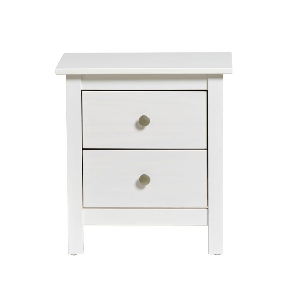 Table de chevet en bois massif à 2 tiroirs coloris blanc - Berne