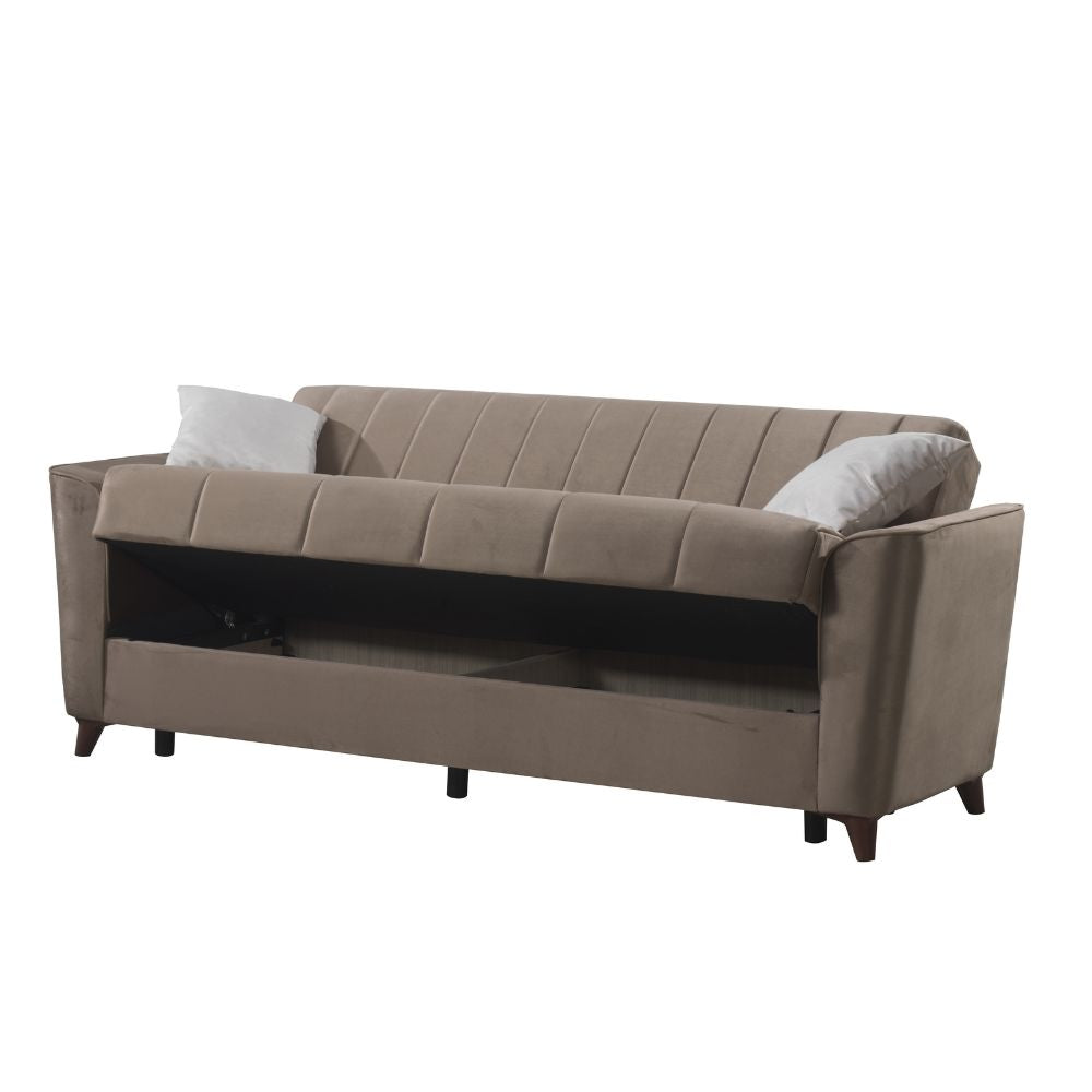 3-Sitzer-Schlafsofa mit Stauraum in Braun 223 cm - Mokel