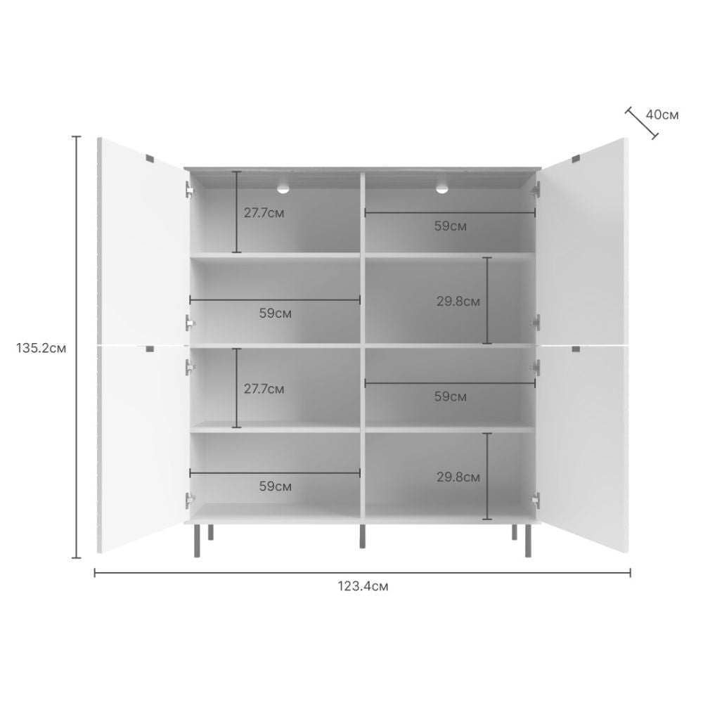 Credenza 4 ante design geometrico colore cashmere e top rovere Mirage04