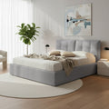 Letto matrimoniale con contenitore tessuto grigio Melia