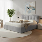Letto matrimoniale con contenitore tessuto grigio Melia