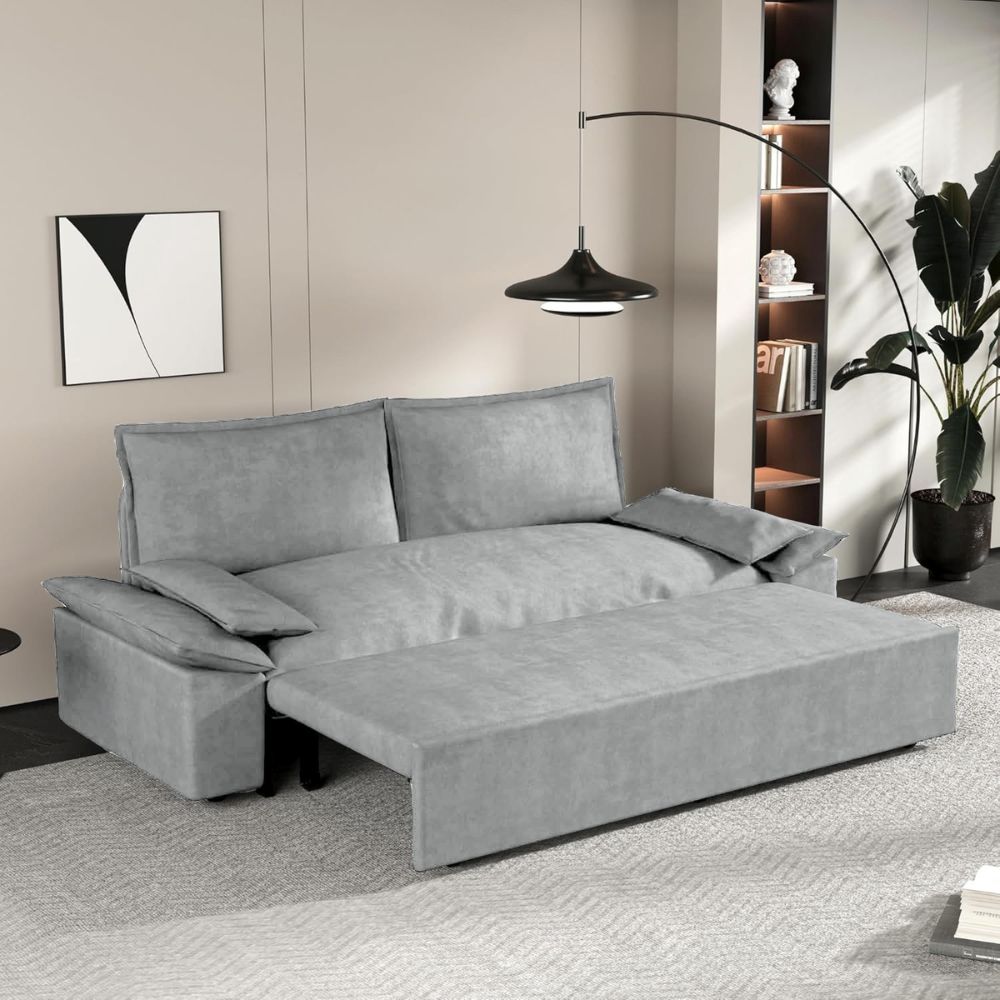 Canapé convertible 2 places gris 185x85x85H Belly