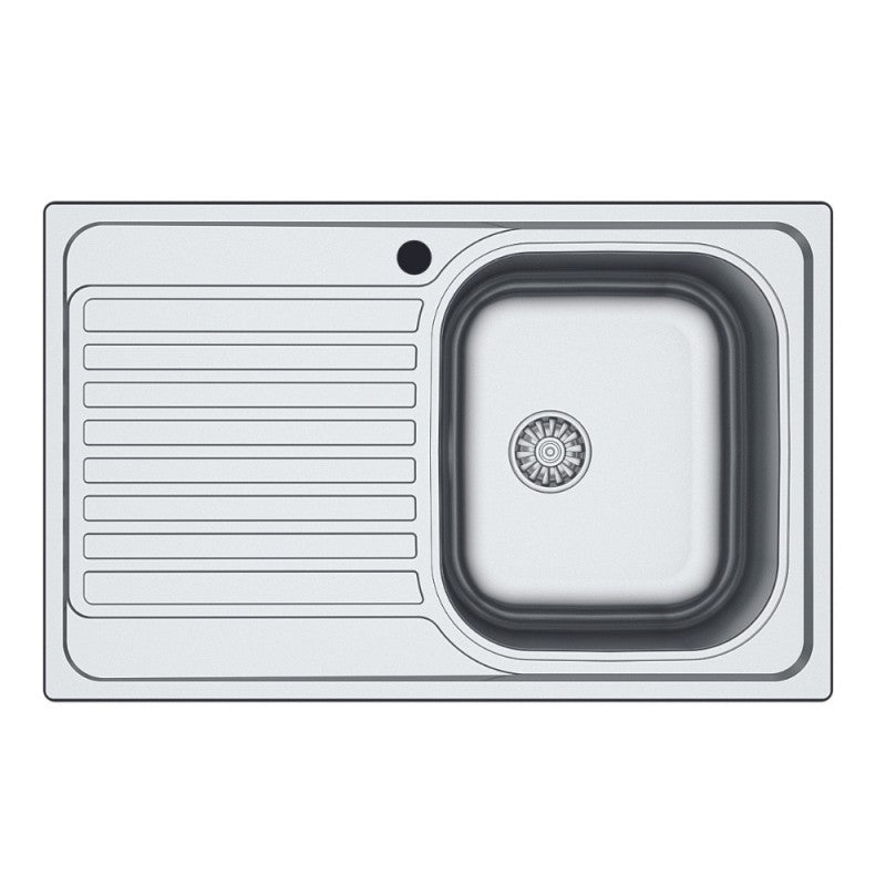 Lavello incasso in acciaio inox satinato gocciolatoio sinistro 79x50 cm - Samet Classic 273