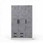 Armoire avec trois portes et deux tiroirs couleur ciment 135x210H cm