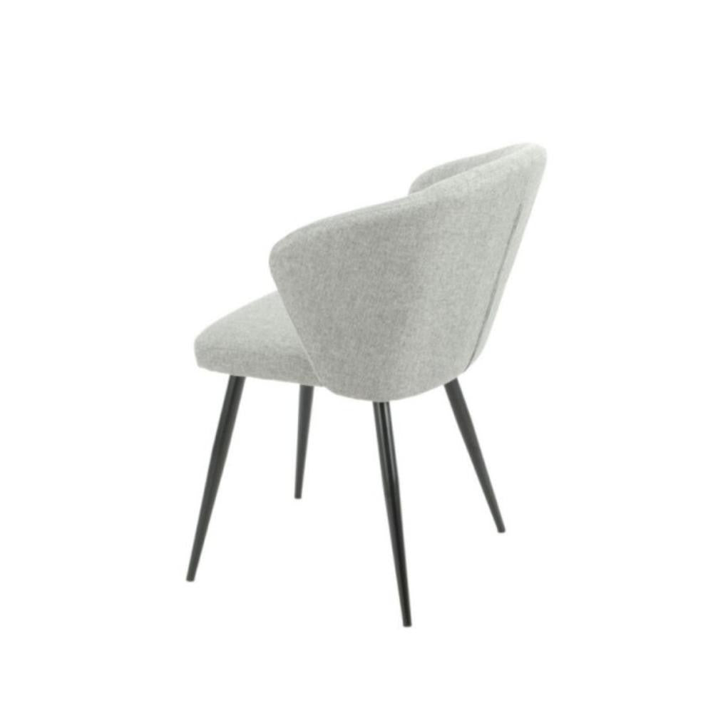 Lot de 2 chaises en tissu gris et pieds en métal noir - Krid
