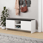 Schuhbank mit Türen und Kissen 110x40H cm weiß - Zulla