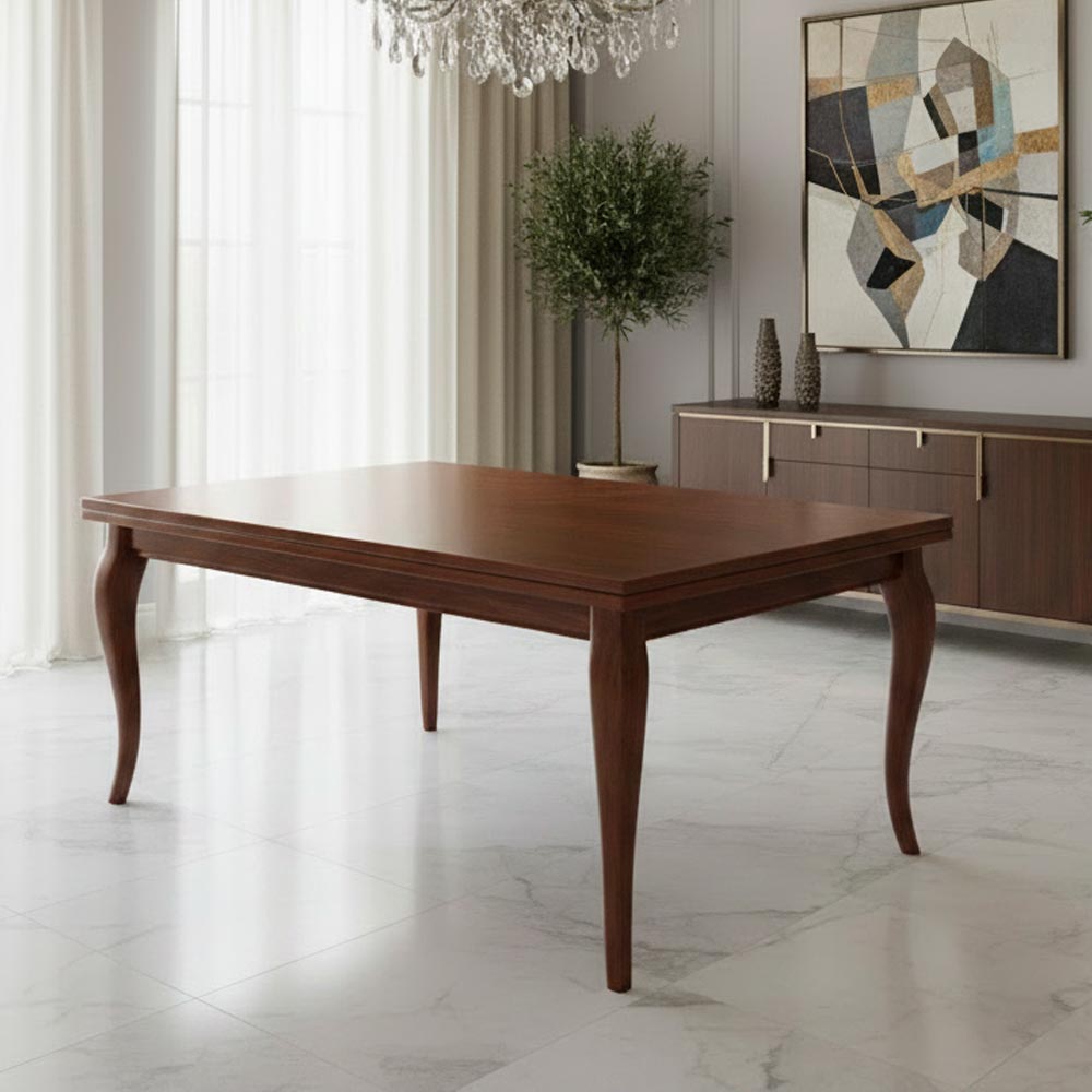 Table rectangulaire extensible 140x80 cm en bois massif coloris noyer - Vérone