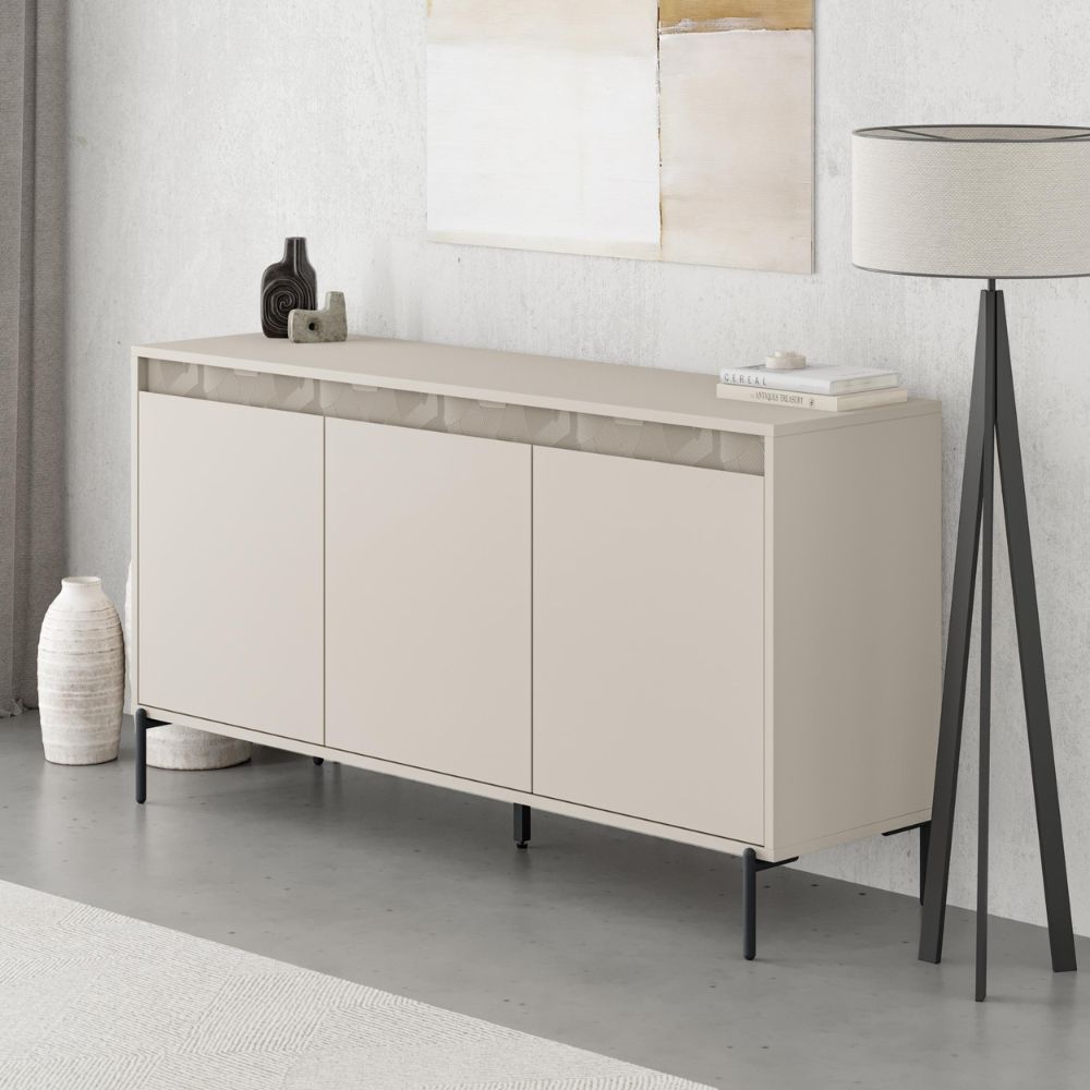 Madia tre ante cashmere e dettaglio decorativo 150x40x79.5H Mott150