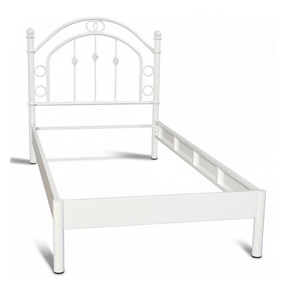 Letto singolo in ferro battuto bianco anticato 90x195 cm Luxor