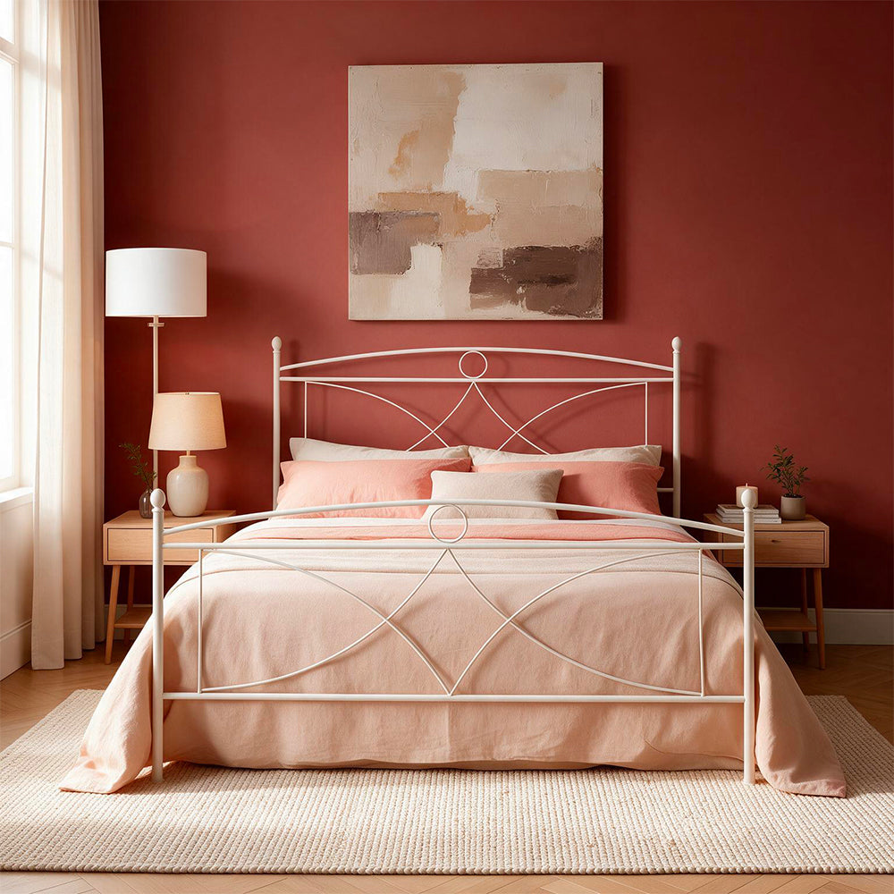 Letto matrimoniale in ferro battuto bianco opaco 160x190 cm Alice