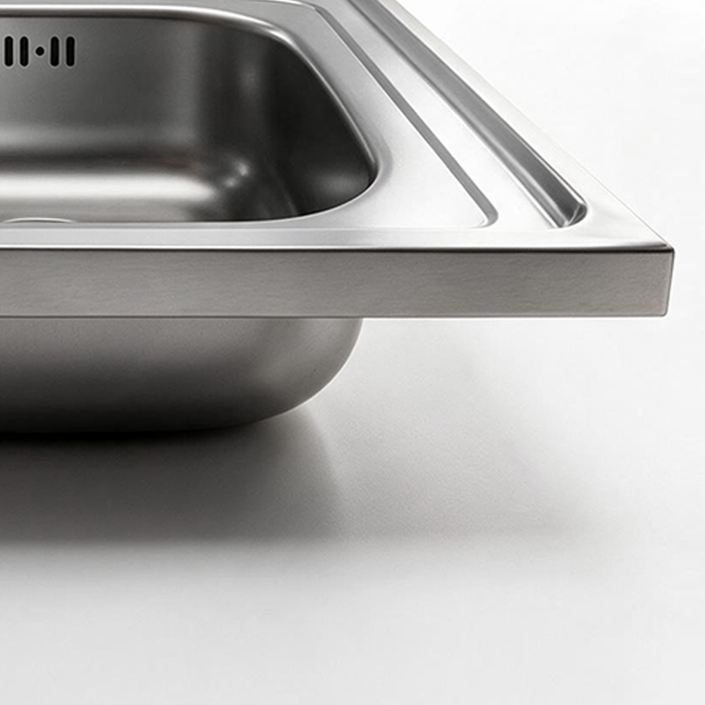 Évier à poser 1 bac et égouttoir à droite avec dosseret inox Mediterraneo801