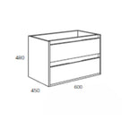 Mobile da bagno sospeso 60 cm con 2 cassetti e lavabo incluso colore bianco laccato lucido - Foltin